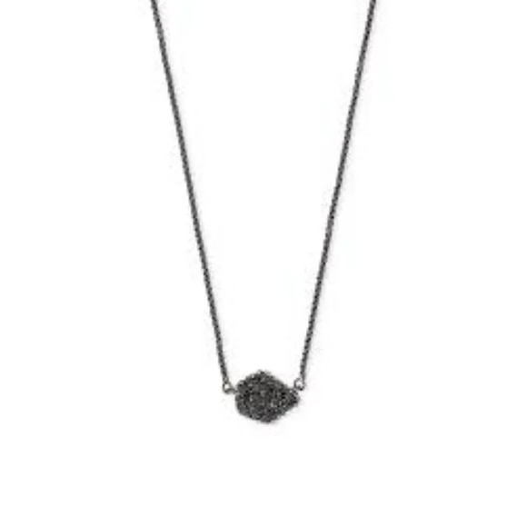Kendra Scott Tess Druzy Pendant Necklace in Gunmetal - Picture 2 of 3